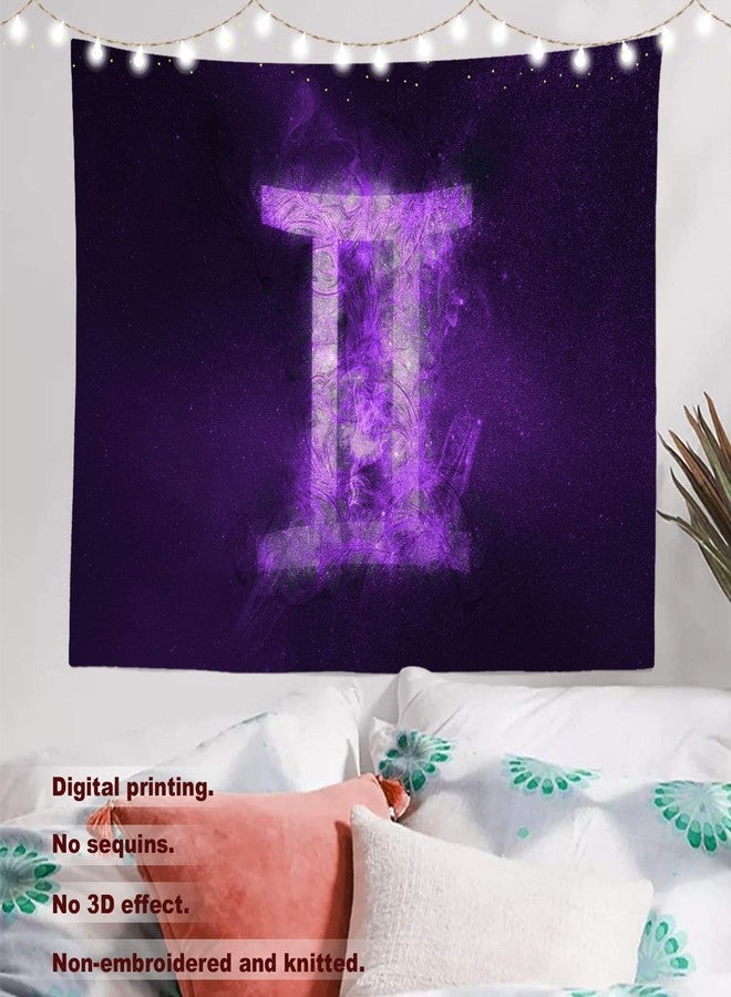 Batmerry Gemini Zodiac Night Sky Tapestry, Gemini Zodiac Symbol Picnic Mat Hippie Trippy Tapestry Wall Art Meditation Decor for Bedroom Living Room Dorm, 39.4 x 59.1 Inches, Blue Violet 1 - Image 2